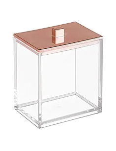 Badeværelses Tilbehør – 2 x Opbevarings Boks – Rosa Guld & Kobber Effekt