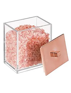 Badeværelses Tilbehør – 2 x Opbevarings Boks – Rosa Guld & Kobber Effekt 2