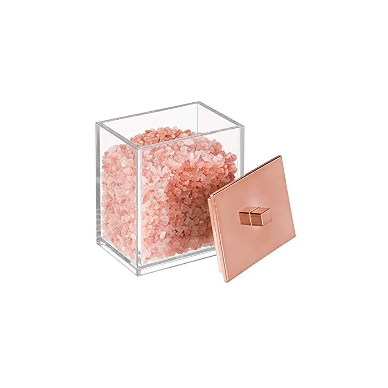 Badeværelses Tilbehør – 2 x Opbevarings Boks – Rosa Guld & Kobber Effekt