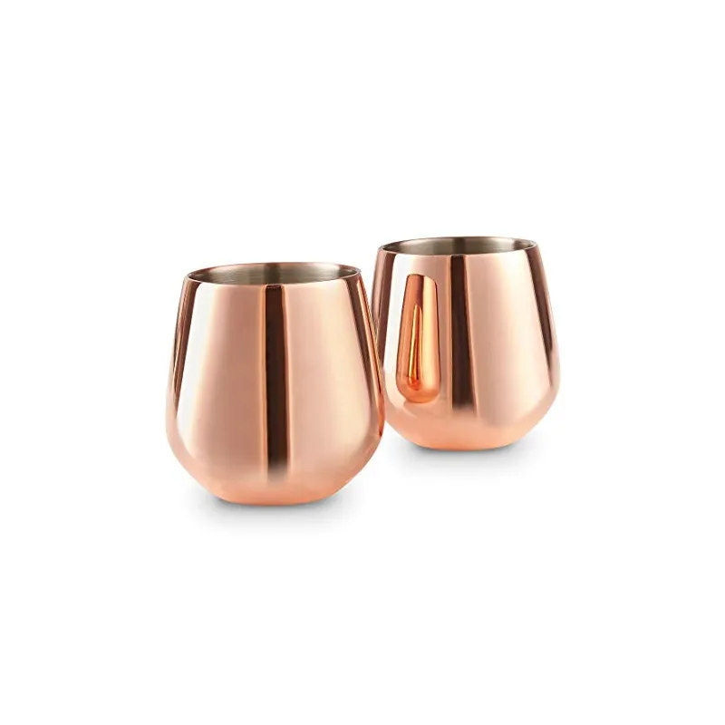 Bar & Vin – 2 x Vinglas Uden Fod - Kobber