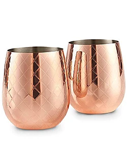 Bar & Vin – 2 x Moderne Vin Glas – Kobber Mønster