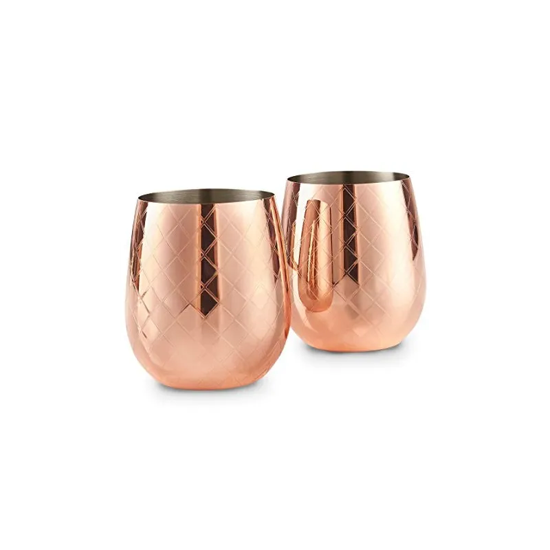 Bar & Vin – 2 x Moderne Vin Glas – Kobber Mønster
