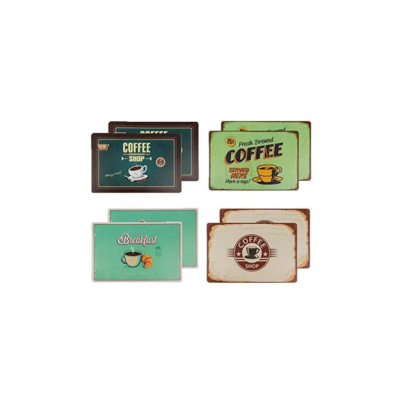 Retro Dækkeservietter – 8 x Coffee Retro Design 