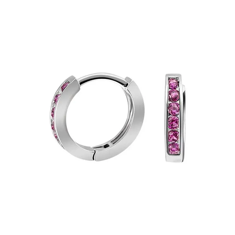 Børne Creol Øreringe – 925 Sterling Sølv – Pink Zirkonia