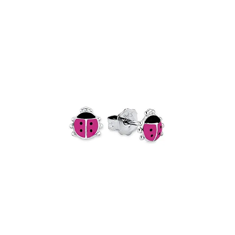Ørestikker til Børn – 925 Sterling Sølv – Mariehøne Motiv