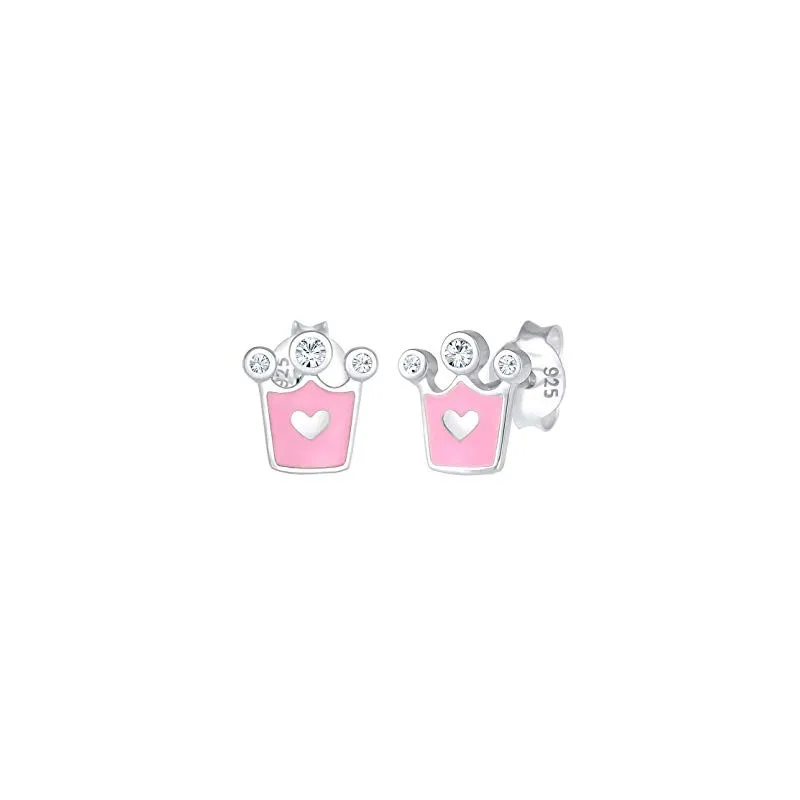 Prinsessekrone Ørestikker til Børn – 925 Sterling Sølv – Swarovski Krystal