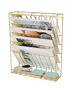 Blad & Avis Holder Til Væg – Organizer & Opbevaring - Guld