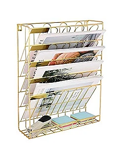 Blad & Avis Holder Til Væg – Organizer & Opbevaring - Guld