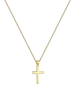 Håndlavet Klassisk Kors Halskæde – Forgyldt 925 Sterling Sølv – 45 cm.
