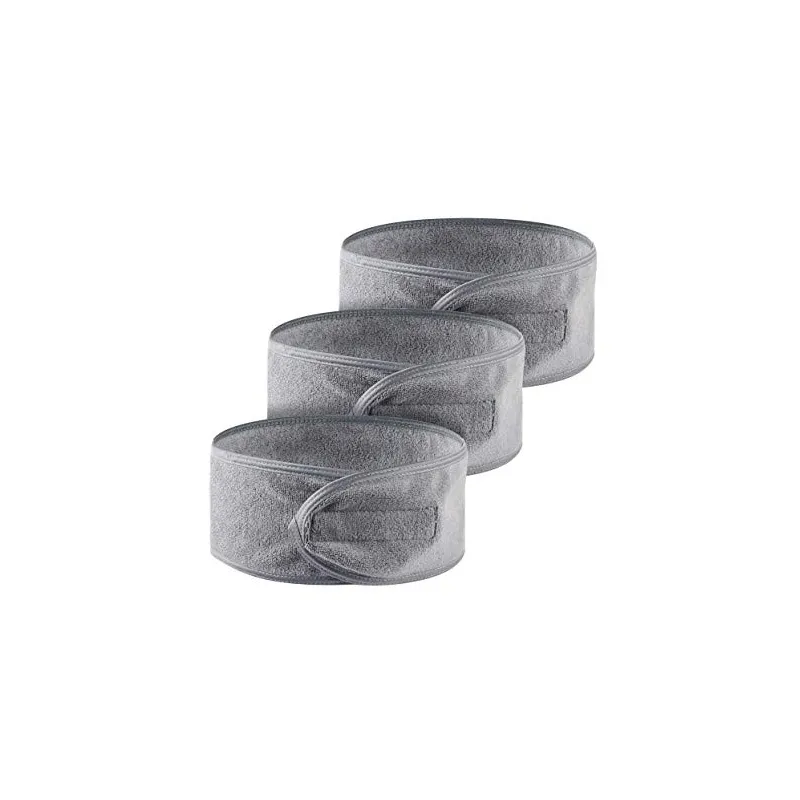 Mikrofiber Makeup Pande Hårbånd – 3 Stk. - Grå
