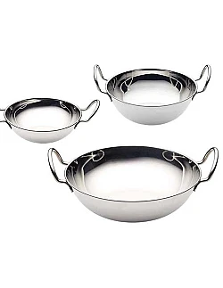 World of Flavours Balti Skåle – 4 Stk. - Poleret Stål