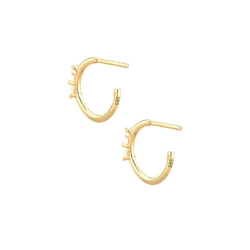 Dame Creol Øreringe – Guldbelagt 925 Sterling Sølv – Opal & Zirkonia Sten