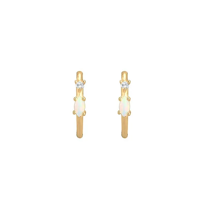 Dame Creol Øreringe – Guldbelagt 925 Sterling Sølv – Opal & Zirkonia Sten