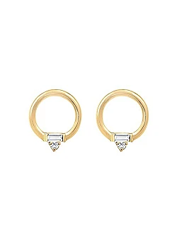 Luksus Dame Design Ørestikker – 925 Sterling Sølv & Topas Sten - Guld