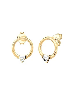 Luksus Dame Design Ørestikker – 925 Sterling Sølv & Topas Sten - Guld