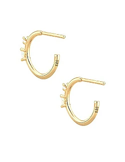 Luksus Dame Design Ørestikker – 925 Sterling Sølv & Topas Sten - Guld