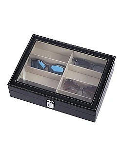 Solbrille + Brille Opbevaring & Display Boks – 8 Rum - Sort
