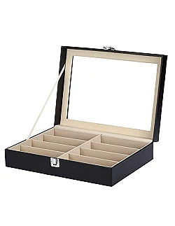 Solbrille + Brille Opbevaring & Display Boks – 8 Rum - Sort
