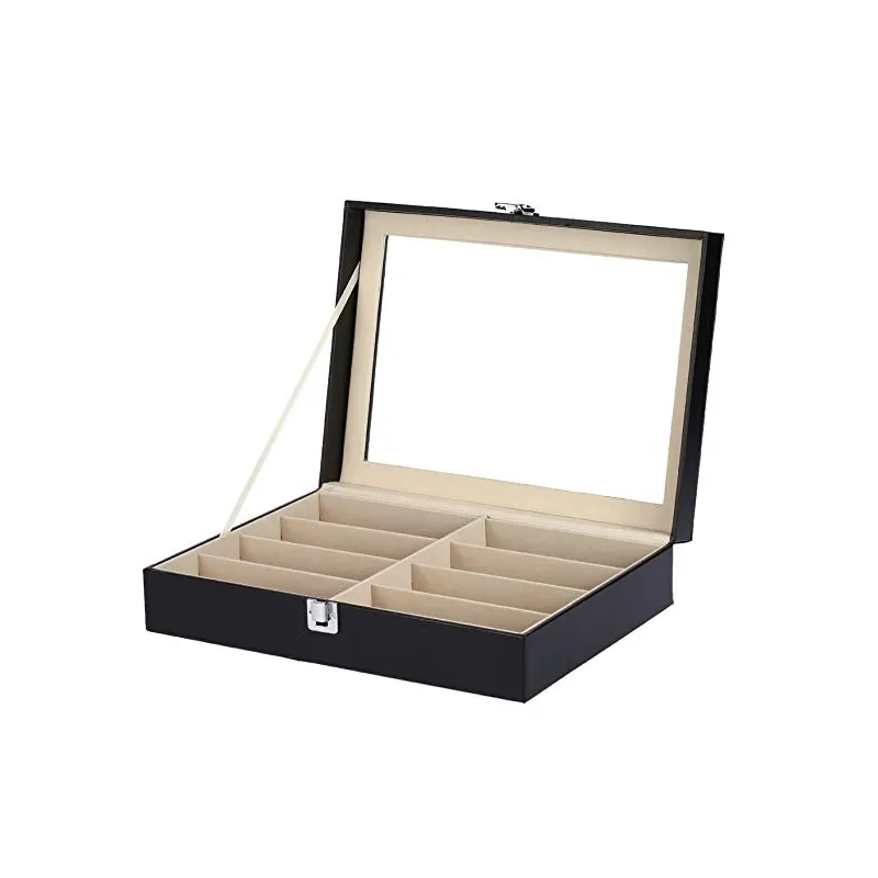 Solbrille + Brille Opbevaring & Display Boks – 8 Rum - Sort