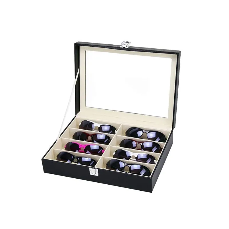 Solbrille + Brille Opbevaring & Display Boks – 8 Rum - Sort