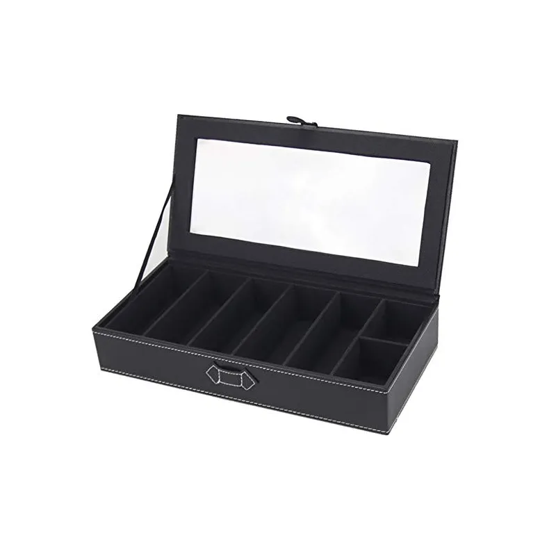 Solbrille + Brille Display & Opbevarings Boks – 5 Rum - Sort