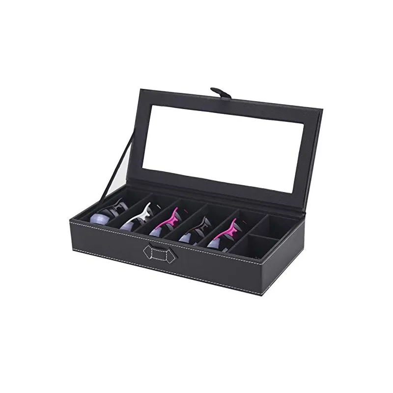 Solbrille + Brille Display & Opbevarings Boks – 5 Rum - Sort