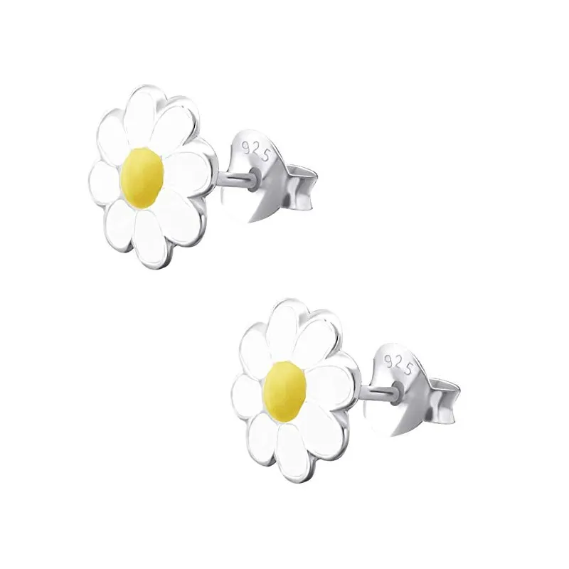 Søde Børne Marguerit Ørestikker – 925 Sterling Sølv – 6 mm.