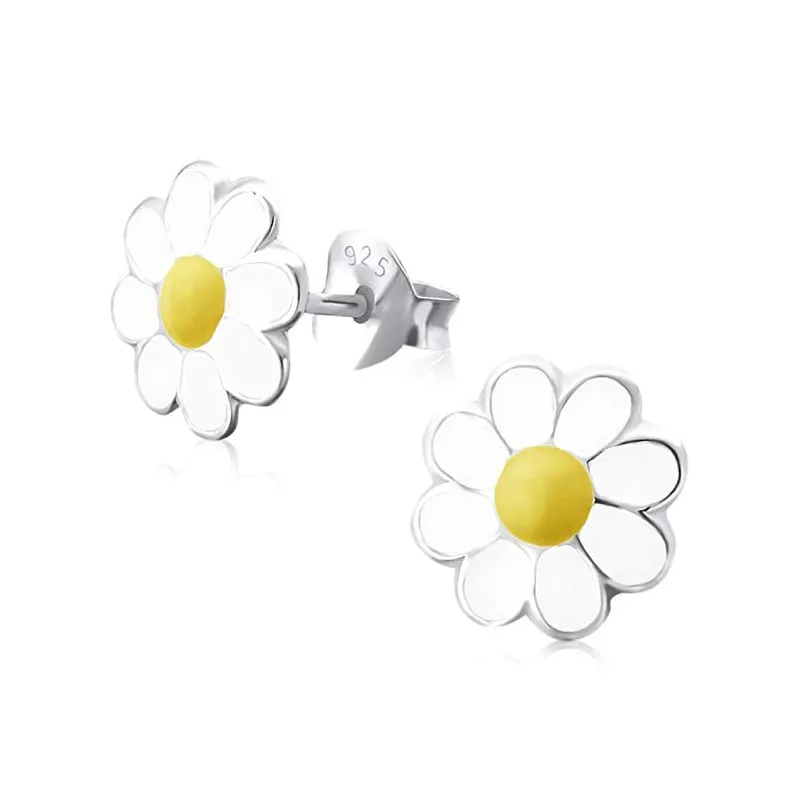 Søde Børne Marguerit Ørestikker – 925 Sterling Sølv – 6 mm.