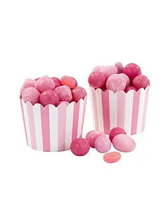 20 x Pink og Hvide Snack Pap bægre - Tilbehøret til enhver fest