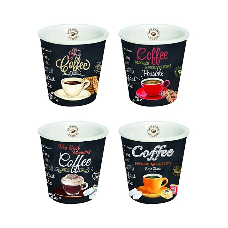 Coffée House Espresso Sæt – 4 Stk. - Porcelæn