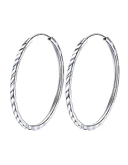 Moderne Creol Øreringe – 925 Sterling Sølv – 45 mm