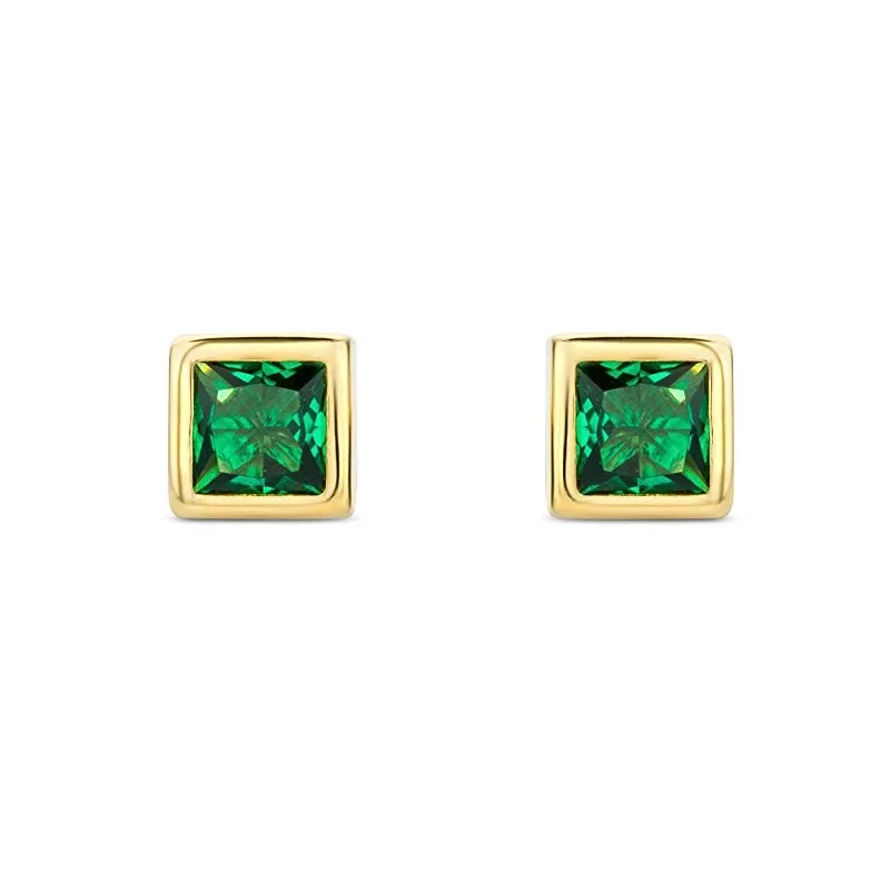 Elegante Smaragd Ørestikker – 9 Karat Guld