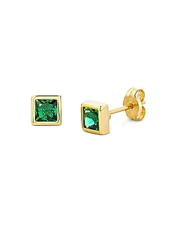 Elegante Smaragd Ørestikker – 9 Karat Guld