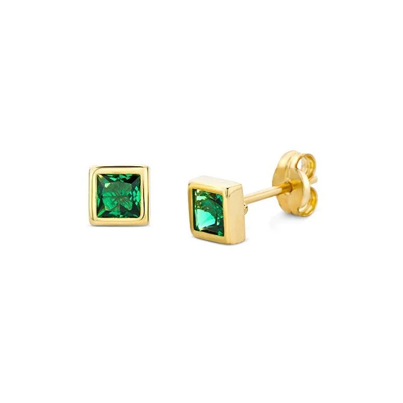 Elegante Smaragd Ørestikker – 9 Karat Guld