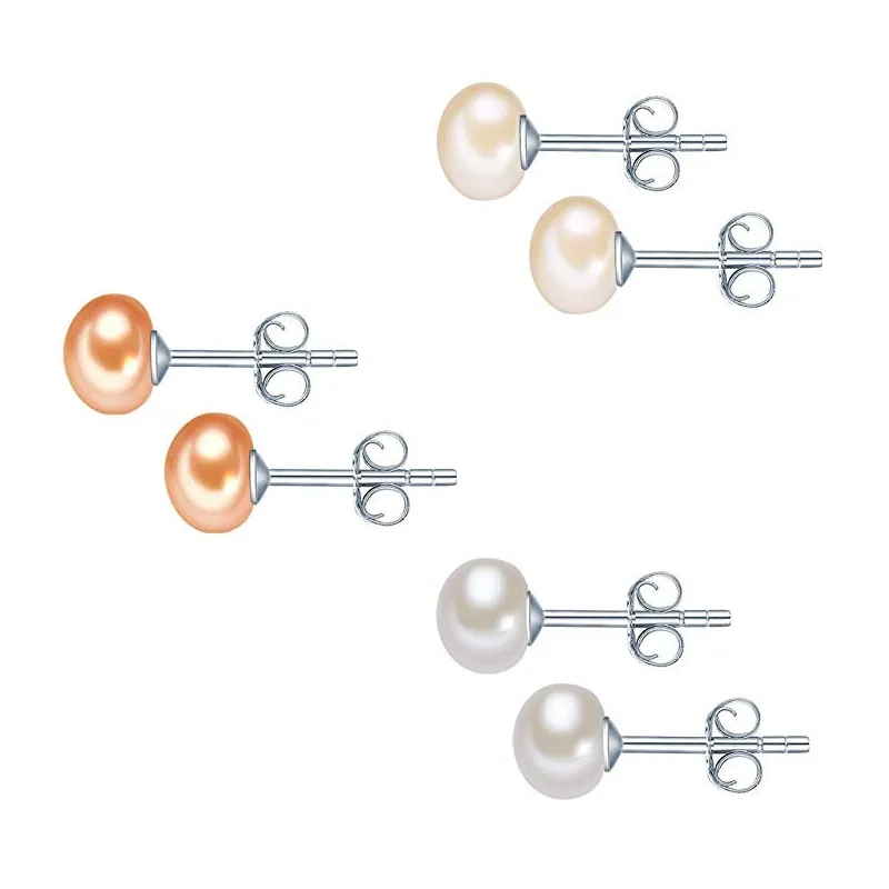 Classic Perle Collection Sæt – 3 Par – 925 Sterling Sølv & Ferskvandsperler