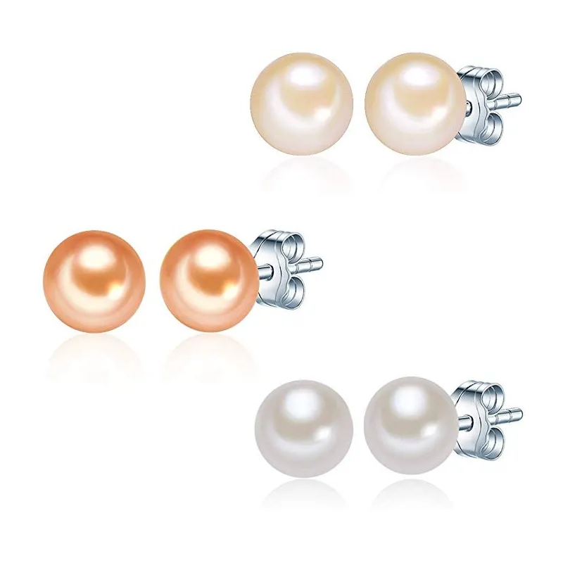 Classic Perle Collection Sæt – 3 Par – 925 Sterling Sølv & Ferskvandsperler