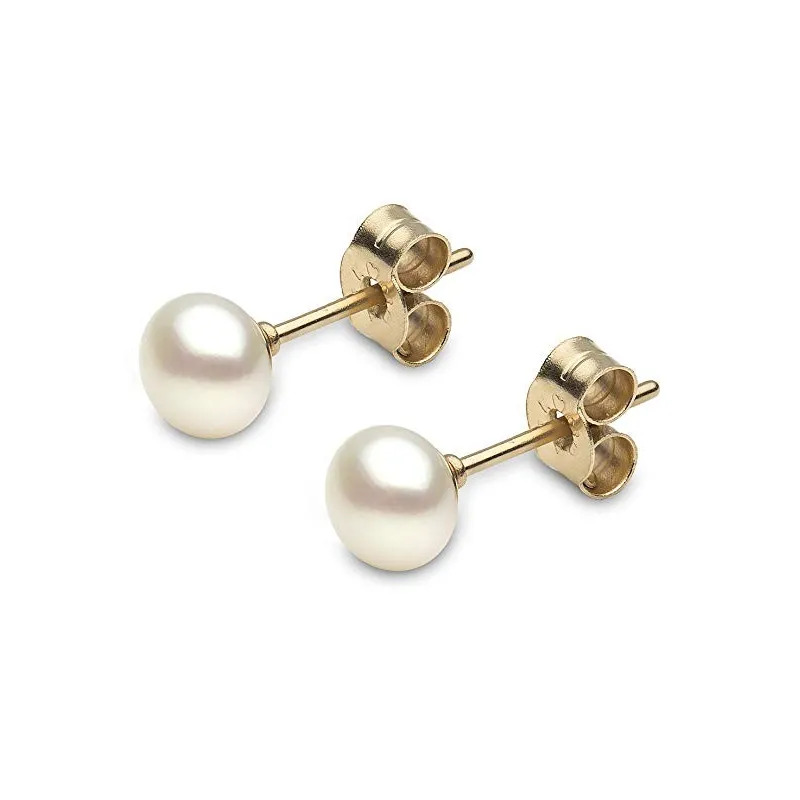 Elegante Perle Ørestikker – 9 Karat Guld – 5 mm.