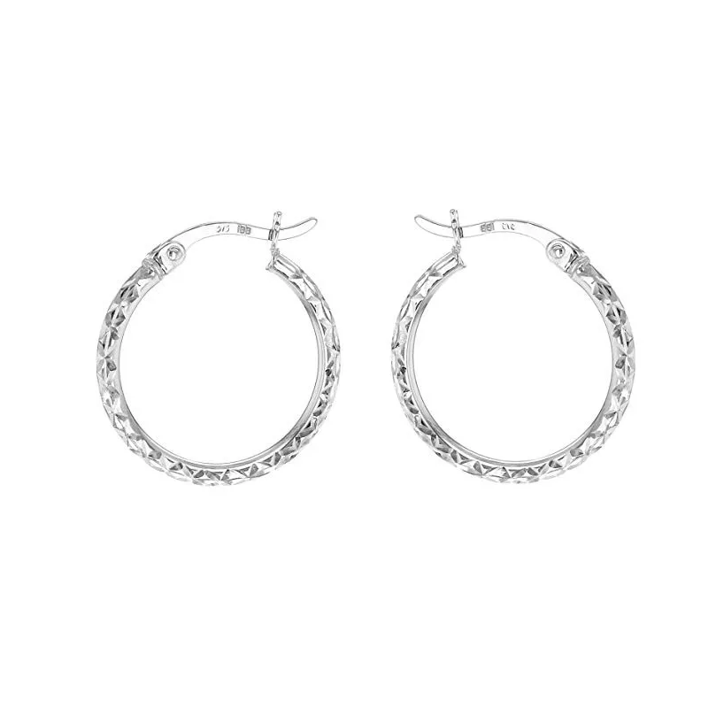 Luksus Creol Øreringe – 18 Karat Hvidguld – 18 mm.