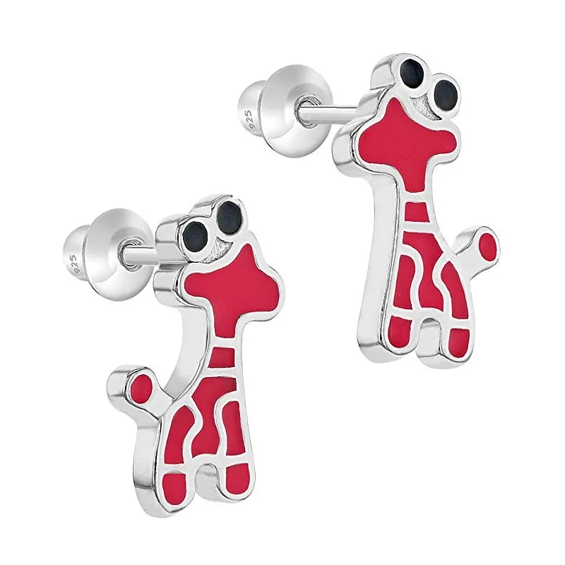 Baby & Børnesmykker – Moderne Giraf Ørestikker – 925 Sterling Sølv