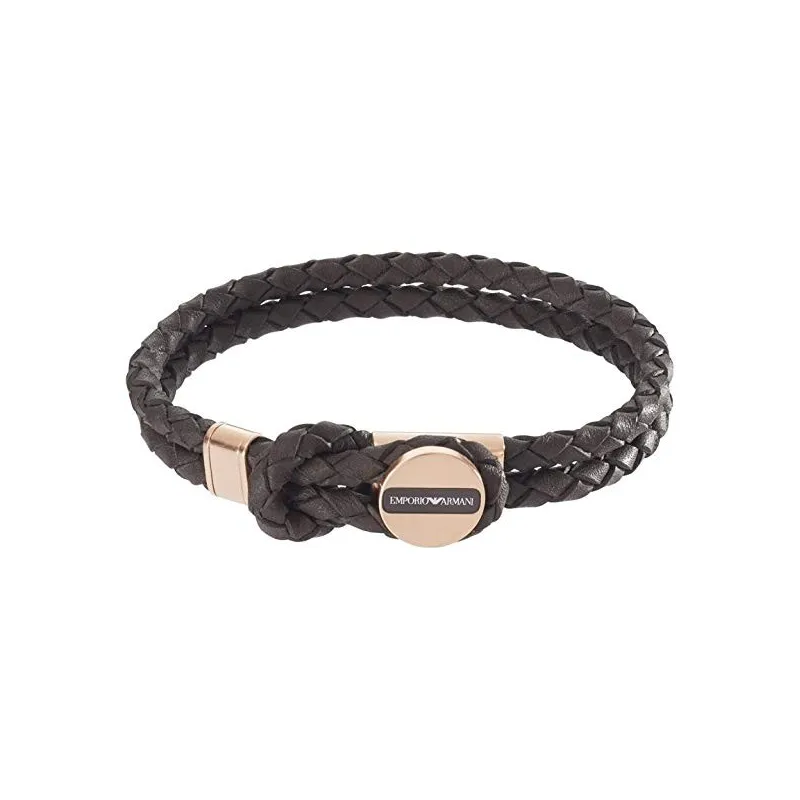 Emporio Armani Herre Armbånd – Stål & Læder – 18,5 cm.