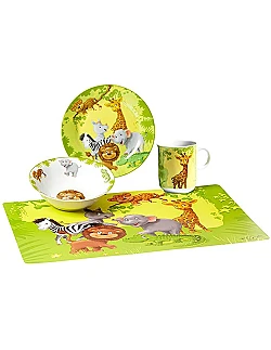Mini Jungledyr Spise Sæt Til Børn– 4 Dele 