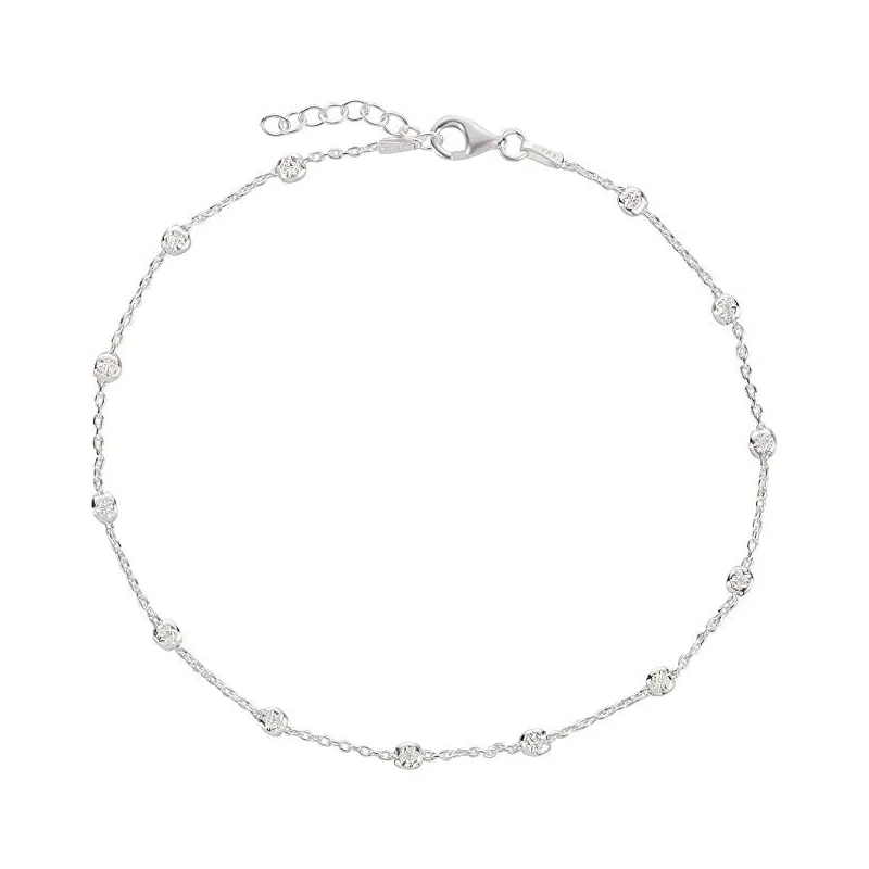 Moderne Justerbar Ankelkæde – 925 Sterling Sølv – 22 cm.
