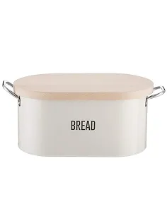 Vintage Design Brødkasse Inkl. Skærebræt Låg – Creme  2