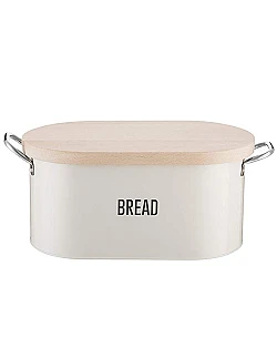 Vintage Design Brødkasse Inkl. Skærebræt Låg – Creme 