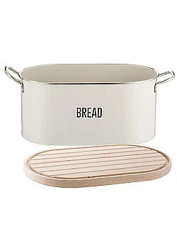 Vintage Design Brødkasse Inkl. Skærebræt Låg – Creme 