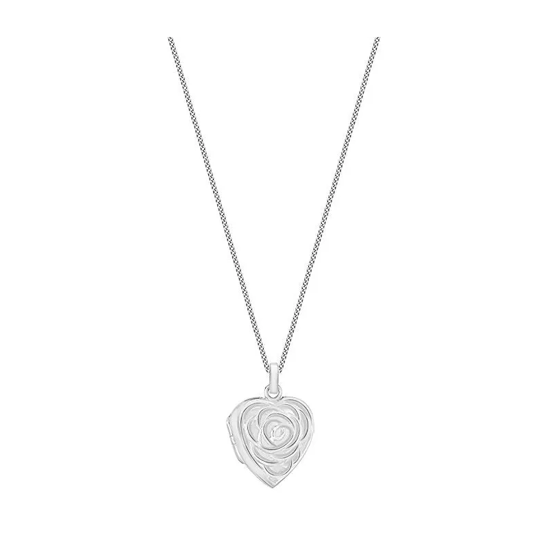 Elegant Hjerte & Blomst halskæde Medaljon -  925 Sterling Sølv