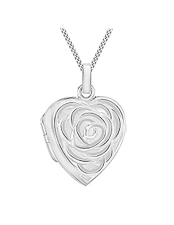 Elegant Hjerte & Blomst halskæde Medaljon -  925 Sterling Sølv