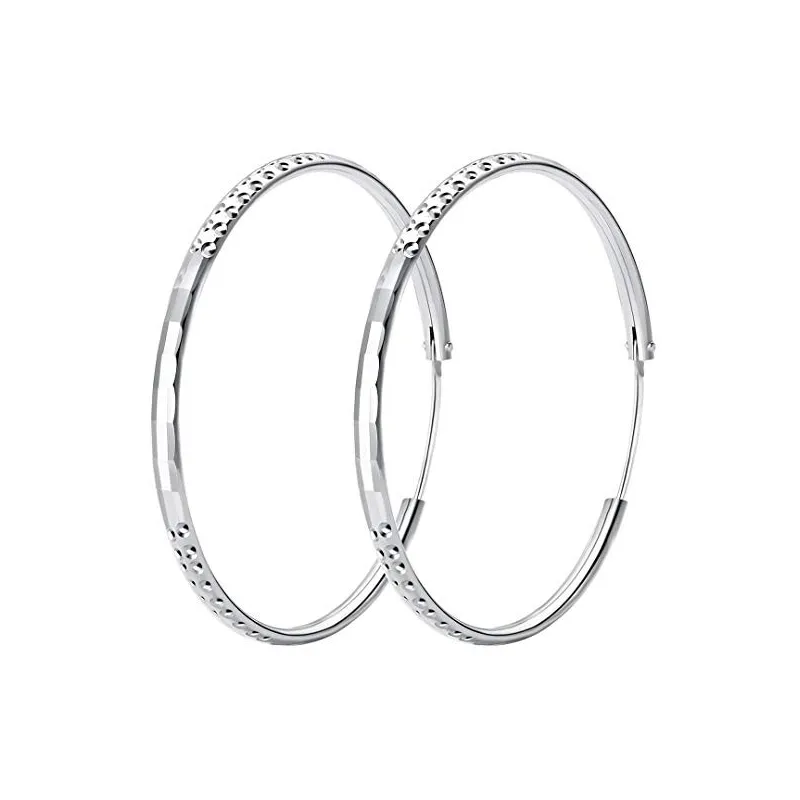 Runde Dame Creol Øreringe – 925 Sterling Sølv - 45 mm. 