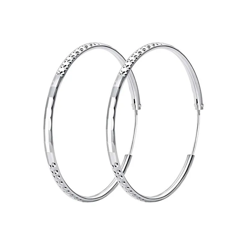 Store Runde Creol Design Øreringe – 925 Sterling Sølv – 55 mm.