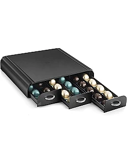 Elegant Kaffe Kapsel Opbevaring I Skuffe Design - Sort